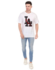 KNIGHT STITCH LA PRINTED ROUND NECK T-SHIRT