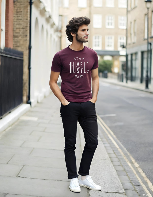KNIGHT STITCH  HUMBLE PRINTED ROUND NECK T-SHIRT