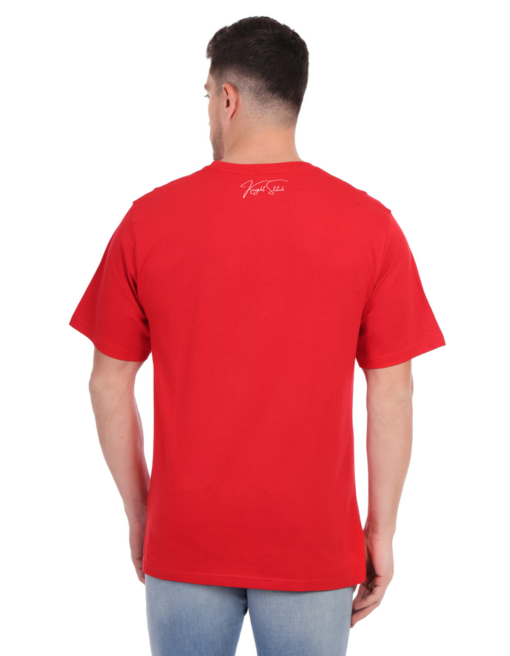 KNIGHT STITCH GOD PRINTED ROUND T-SHIRT