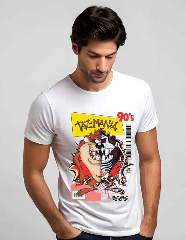 KNIGHT STITCH CARTOON PRINTED ROUND NECK T-SHIRT