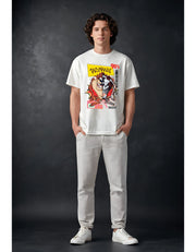 KNIGHT STITCH CARTOON PRINTED ROUND NECK T-SHIRT