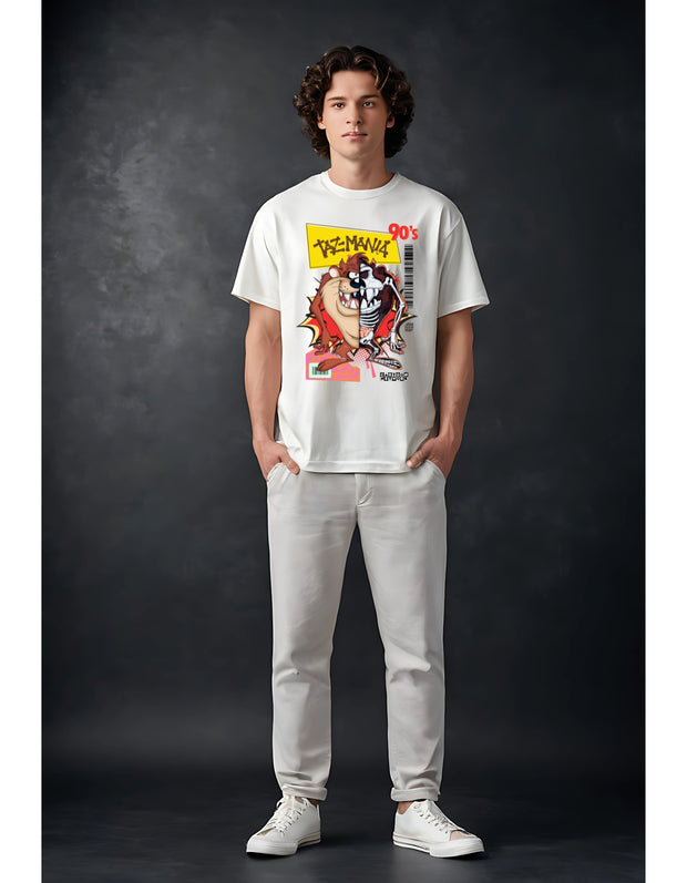 KNIGHT STITCH CARTOON PRINTED ROUND NECK T-SHIRT
