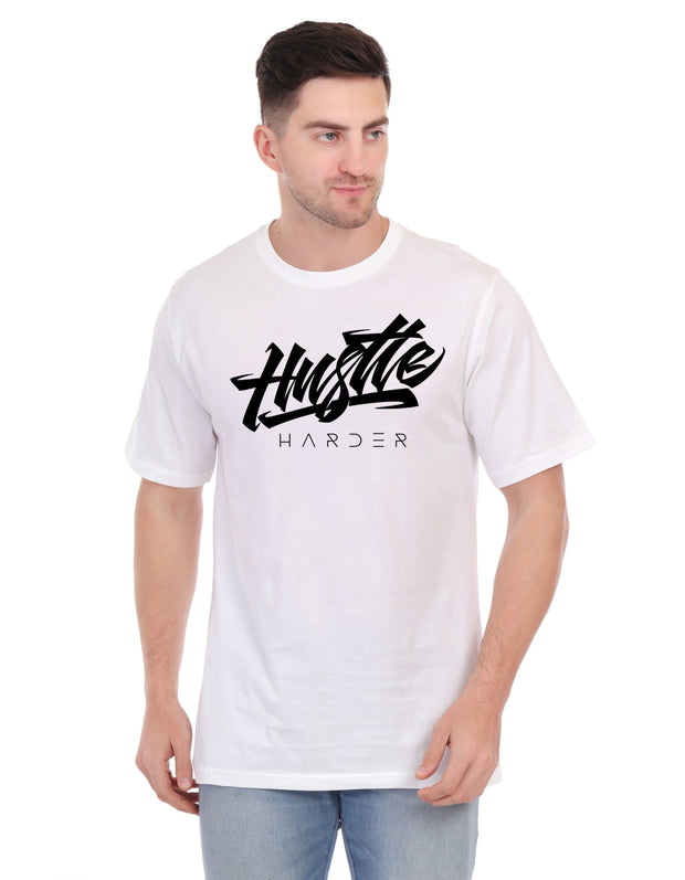 KNIGHT STITCH HUSTLE PRINTED ROUND NECK T-SHIRT