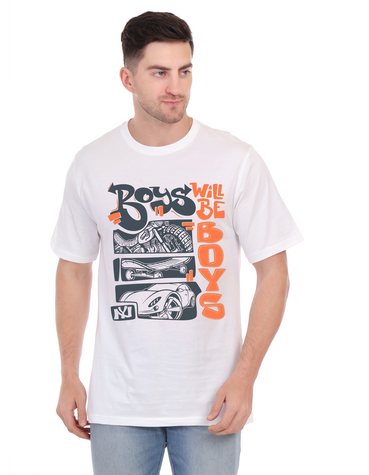 KNIGHT STITCH BOYS PRINTED ROUND T-SHIRT