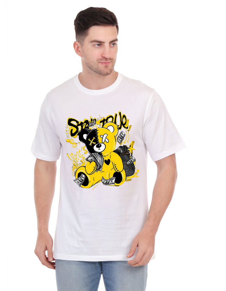 KNIGHT STITCH MONEY PRINTED ROUND T-SHIRT