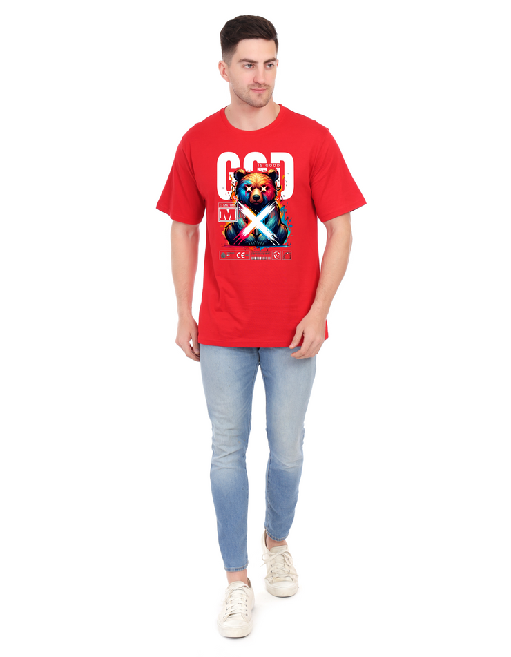 KNIGHT STITCH GOD PRINTED ROUND T-SHIRT