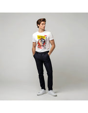 KNIGHT STITCH CARTOON PRINTED ROUND NECK T-SHIRT