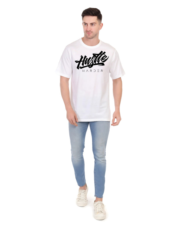 KNIGHT STITCH HUSTLE PRINTED ROUND NECK T-SHIRT