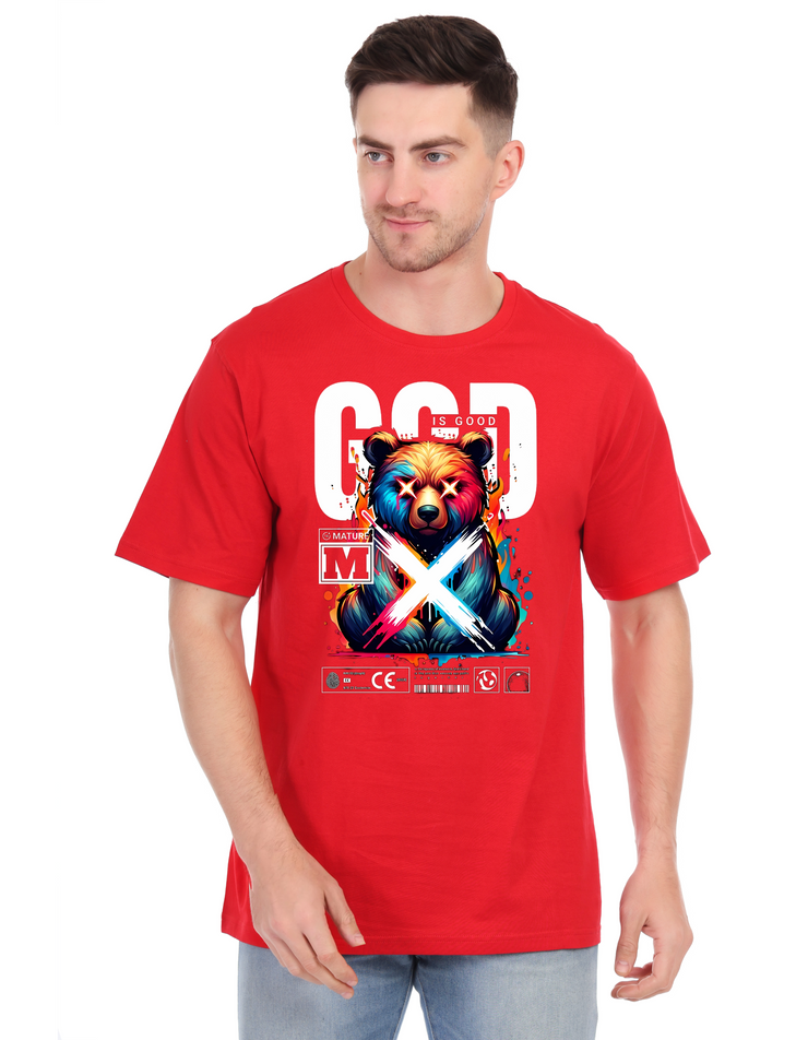 KNIGHT STITCH GOD PRINTED ROUND T-SHIRT