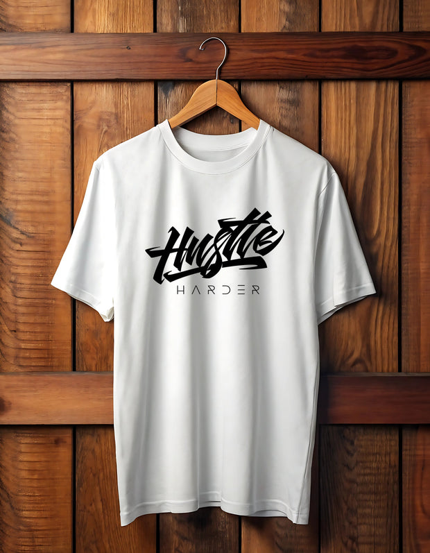 KNIGHT STITCH HUSTLE PRINTED ROUND NECK T-SHIRT