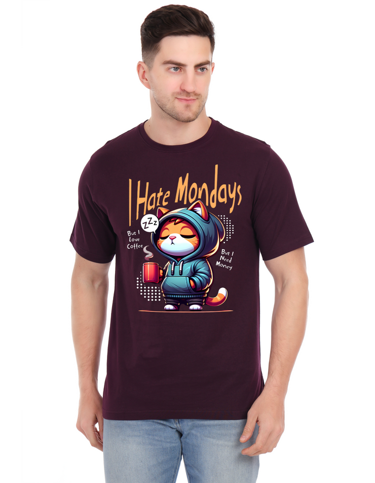 KNIGHT STITCH I HATE PRINTED ROUND NECK T-SHIRT