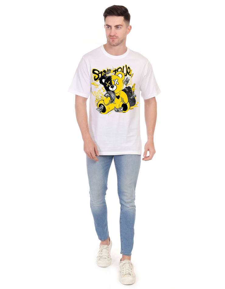 KNIGHT STITCH MONEY PRINTED ROUND T-SHIRT