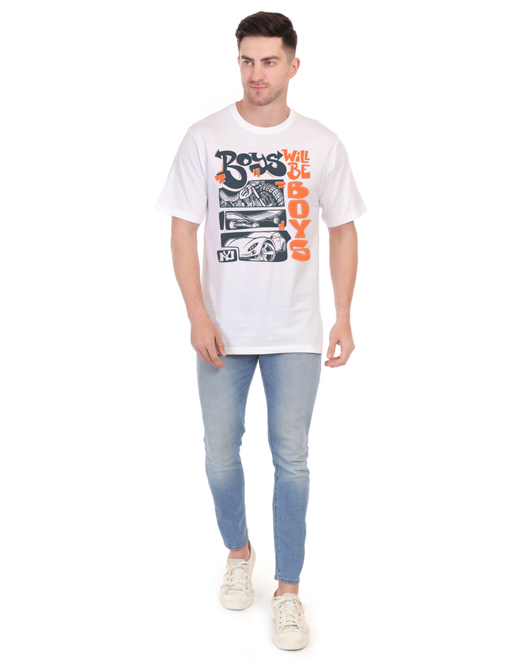 KNIGHT STITCH BOYS PRINTED ROUND T-SHIRT