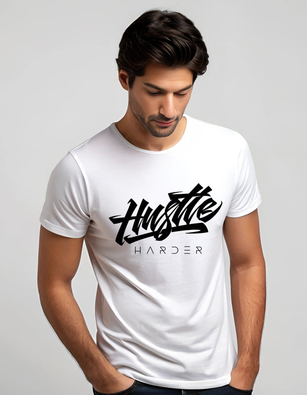 KNIGHT STITCH HUSTLE PRINTED ROUND NECK T-SHIRT