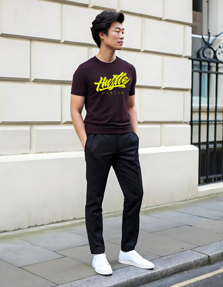 KNIGHT STITCH HUSTLE PRINTED ROUND NECK T-SHIRT