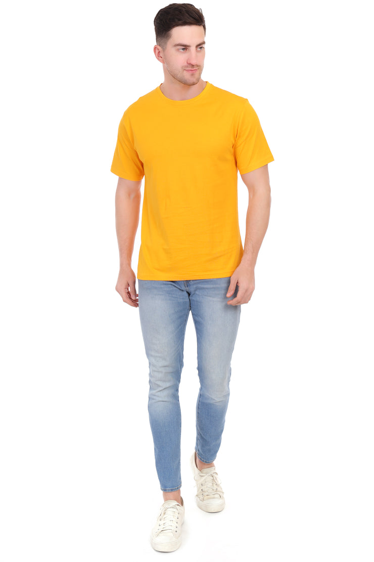 Plain Round Neck T-Shirts Yellow