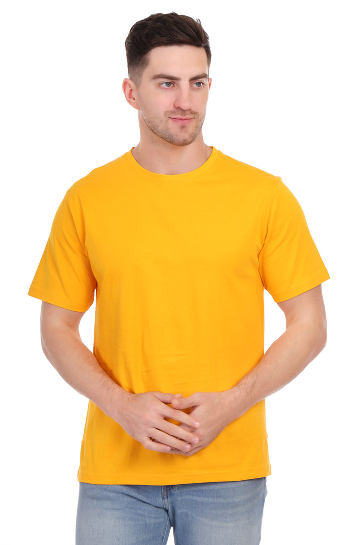 Plain Round Neck T-Shirts Yellow