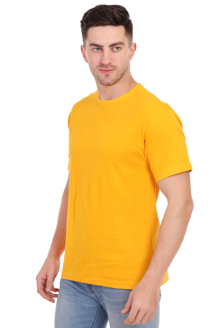 Plain Round Neck T-Shirts Yellow