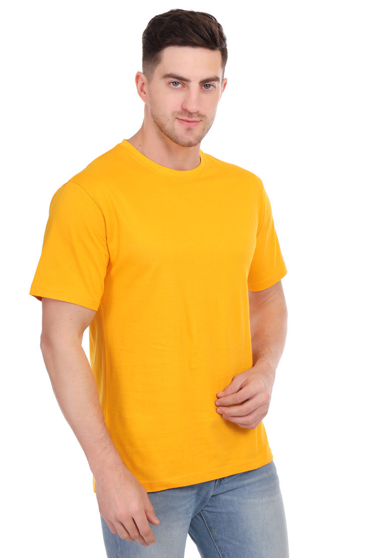 Plain Round Neck T-Shirts Yellow