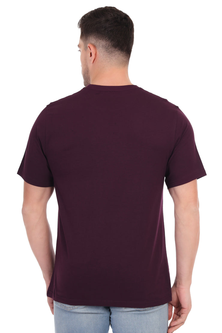 Plain Round Neck T-Shirts Wine
