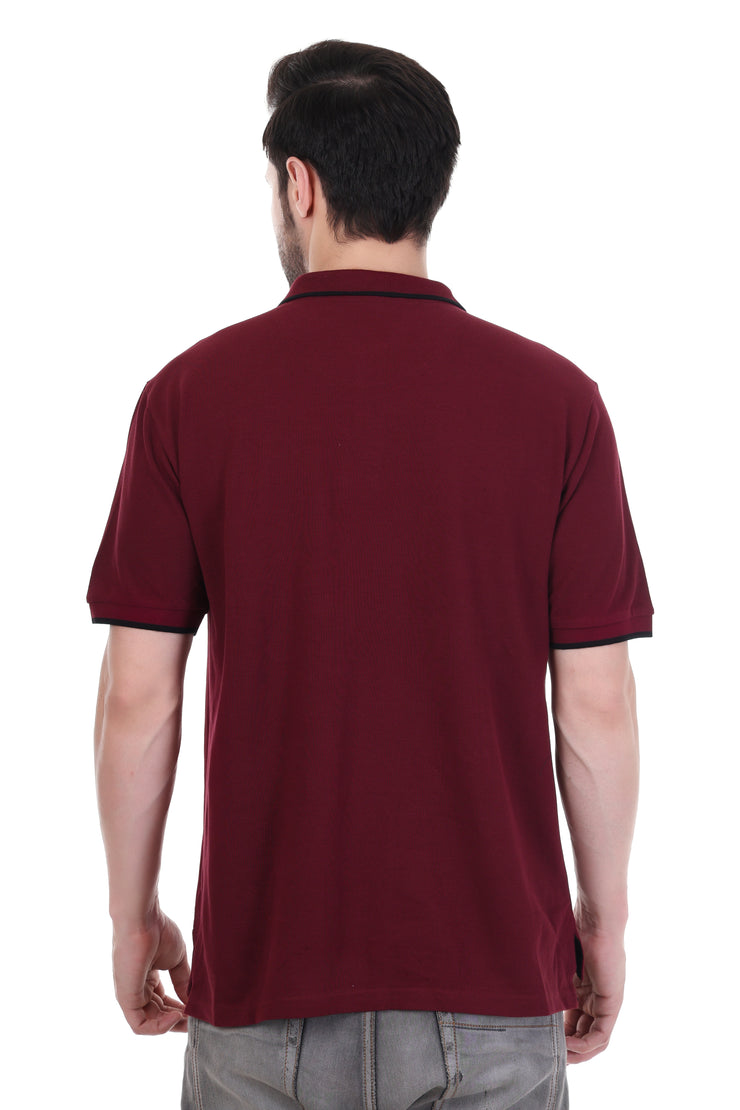 KNIGHT STITCH MEN'S WINE POLO T-SHIRT