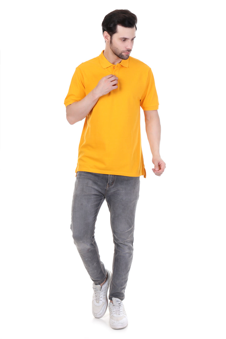 KNIGHT STITCH MEN'S MUSTARD POLO T-SHIRT