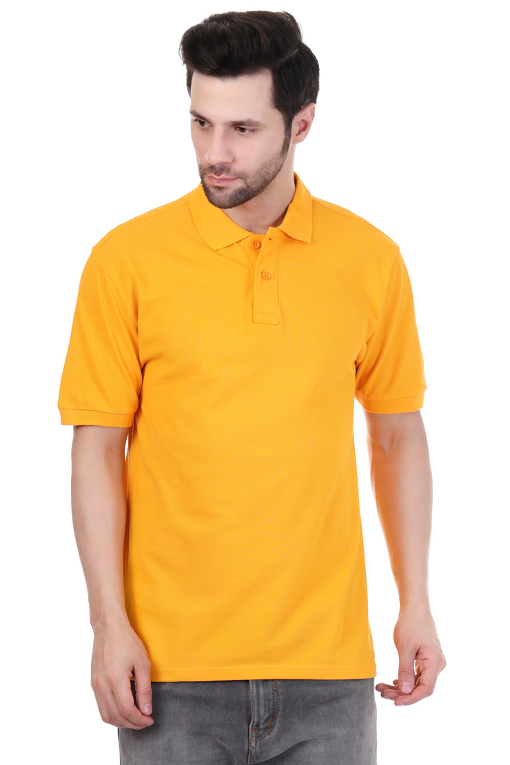 KNIGHT STITCH MEN'S MUSTARD POLO T-SHIRT