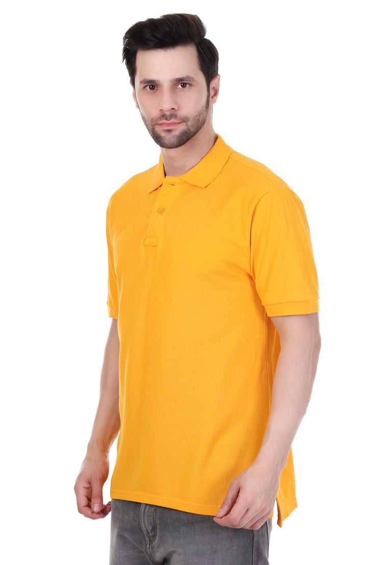 KNIGHT STITCH MEN'S MUSTARD POLO T-SHIRT