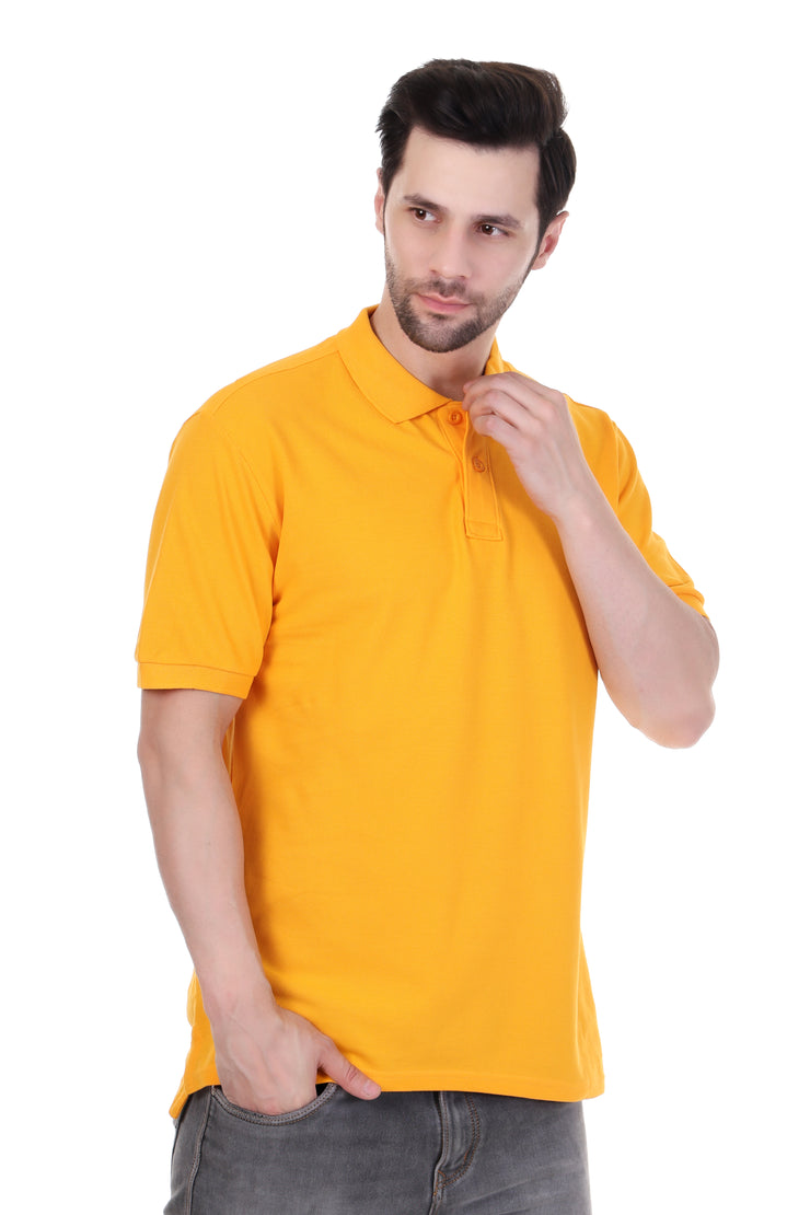 KNIGHT STITCH MEN'S MUSTARD POLO T-SHIRT