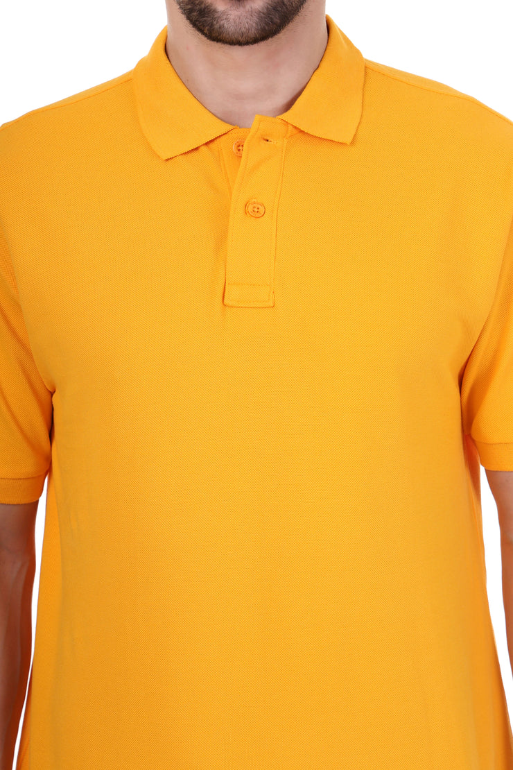 KNIGHT STITCH MEN'S MUSTARD POLO T-SHIRT