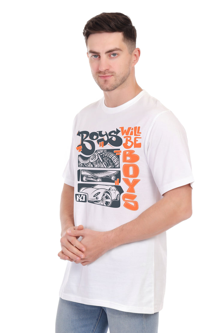 KNIGHT STITCH BOYS PRINTED ROUND T-SHIRT