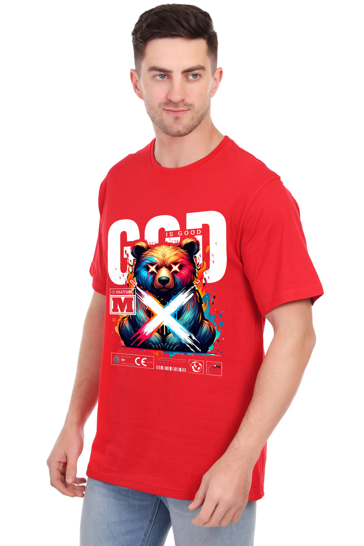 KNIGHT STITCH GOD PRINTED ROUND T-SHIRT