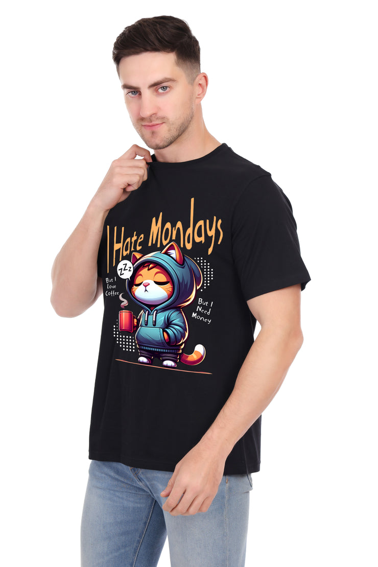 KNIGHT STITCH I HATE PRINTED ROUND NECK TSHIRT