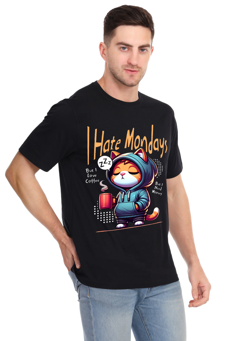 KNIGHT STITCH I HATE PRINTED ROUND NECK TSHIRT