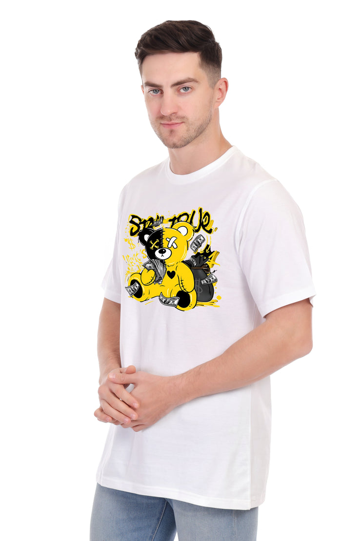 KNIGHT STITCH MONEY PRINTED ROUND T-SHIRT
