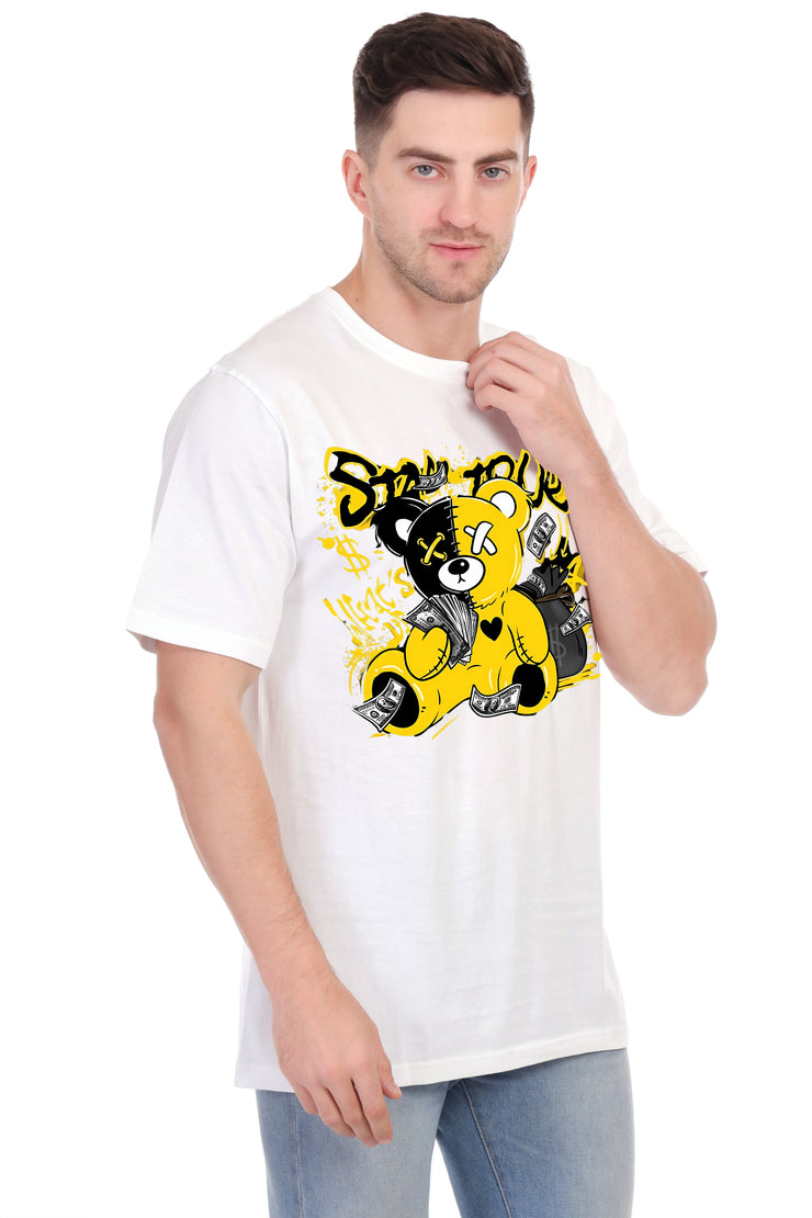 KNIGHT STITCH MONEY PRINTED ROUND T-SHIRT